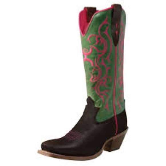 Twisted X Shoes - Twisted x Women's Green and Pink Western cowboy 8.5 Boots